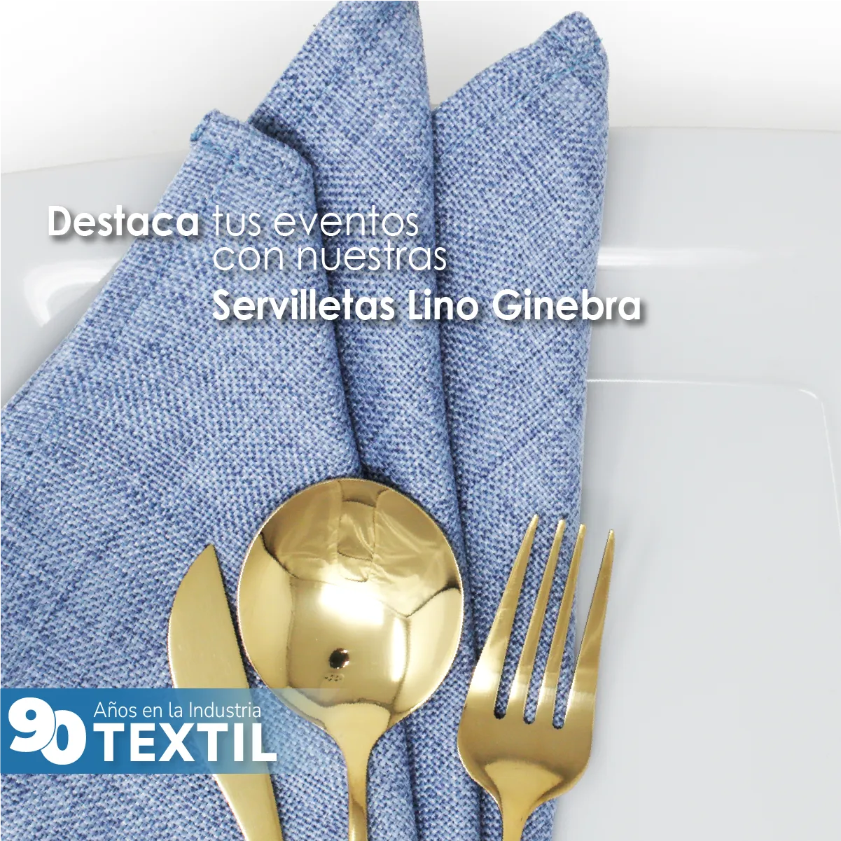 Servilleta Lino Ginebra 45x45 cm Azul Plumbago: imagen 7