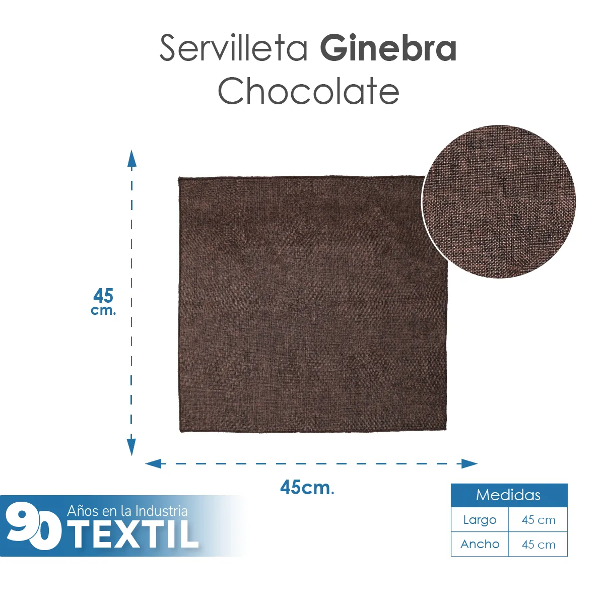 Servilleta Lino Ginebra 45x45 cm Chocolate: imagen 2