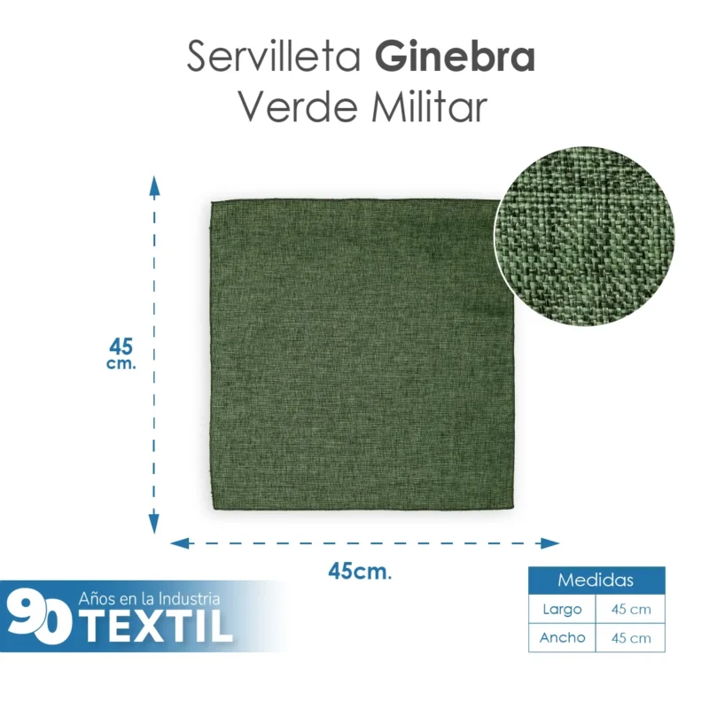 Servilleta Lino Ginebra 45x45 cm Verde Militar