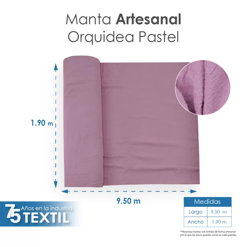 Manta Artesanal 1.90 M ancho Orquídea Pastel