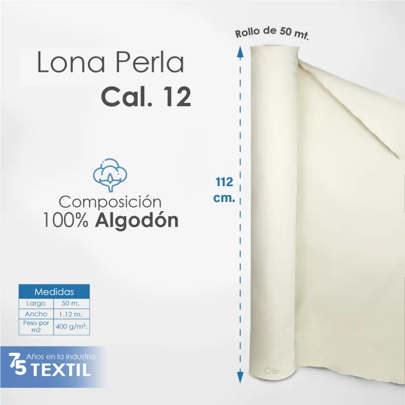 Lona Perla CAL. 12 1.12 M ancho cruda 400 g/m²