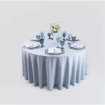 Mantel Redondo Lino Marroquí Celeste 100% Poliéster