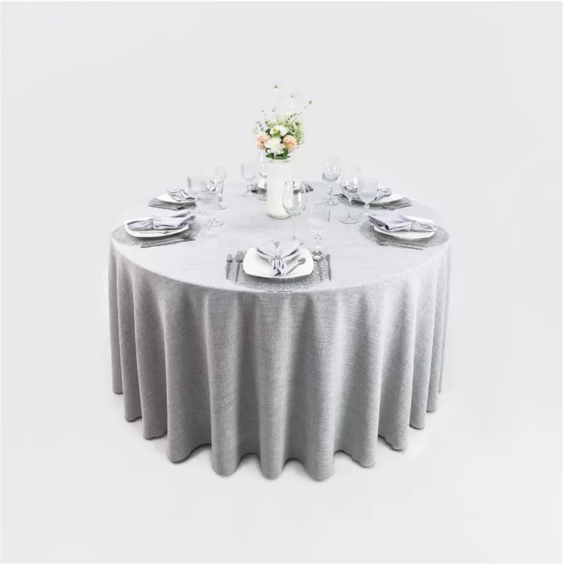 Mantel Redondo Lino Marroquí Gris Perla 100% Poliéster