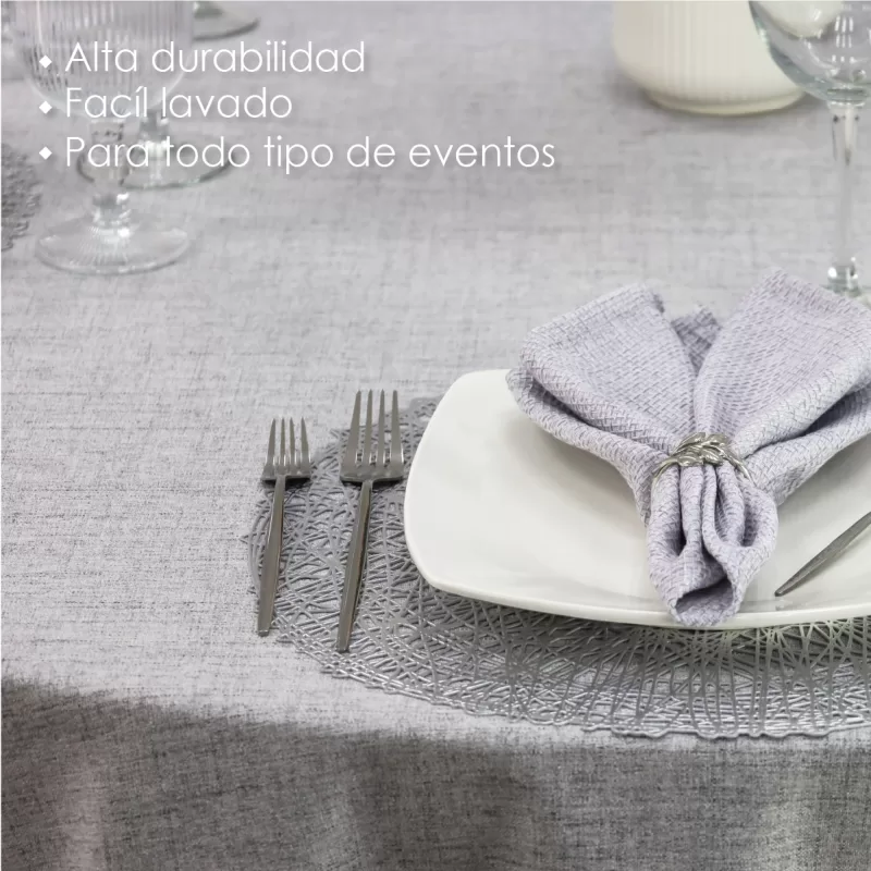 Mantel Redondo Lino Marroquí Gris Perla 100% Poliéster