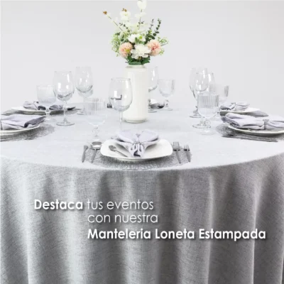 Mantel Redondo Lino Marroquí Gris Perla 100% Poliéster: imagen 6
