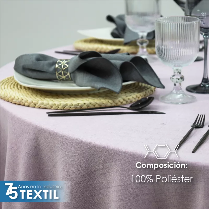 Mantel Redondo Lino Marroquí Lila 100% Poliéster