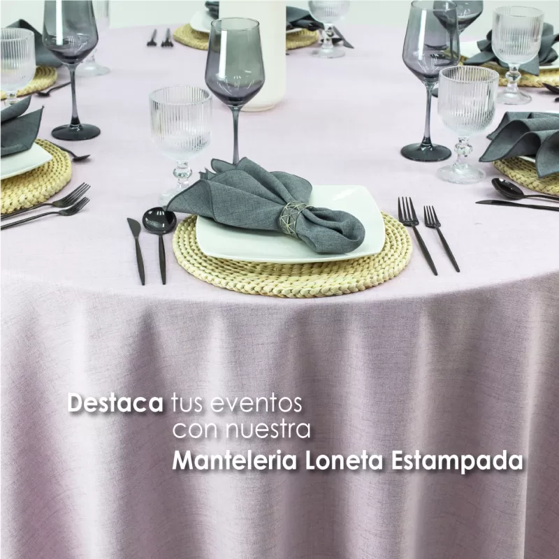 Mantel Redondo Lino Marroquí Lila 100% Poliéster