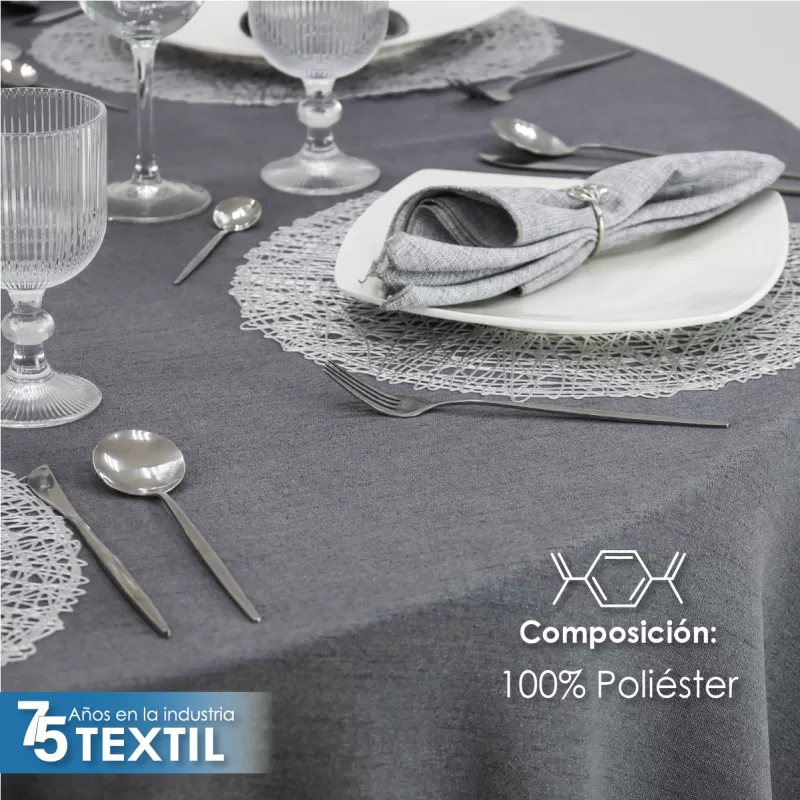 Mantel Redondo Lino Marroquí Oxford 100% Poliéster