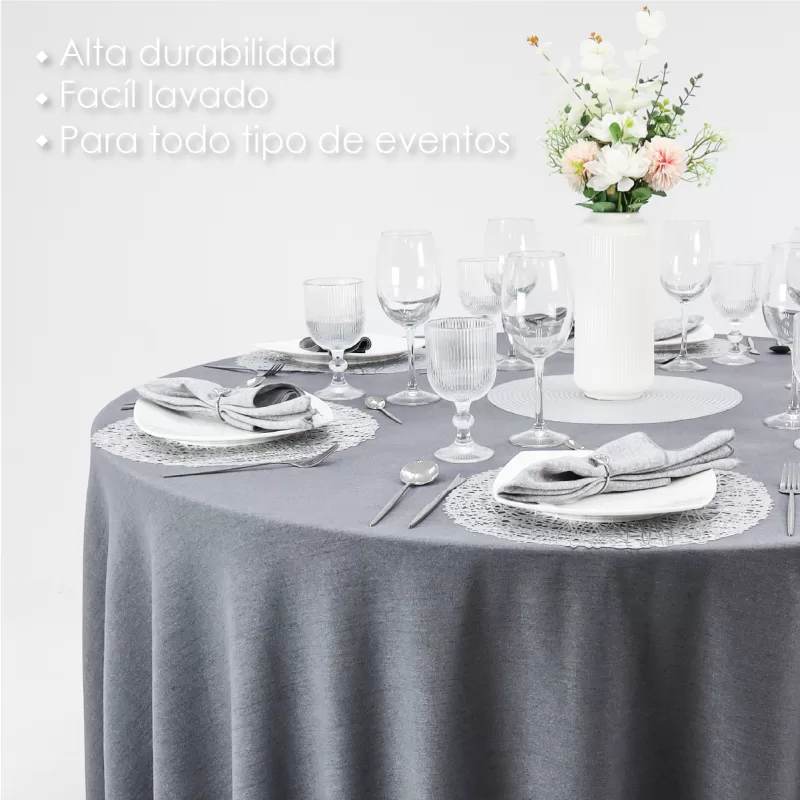 Mantel Redondo Lino Marroquí Oxford 100% Poliéster
