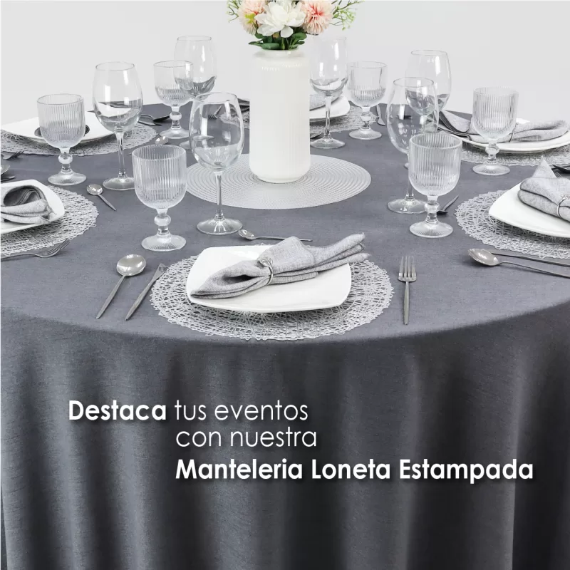 Mantel Redondo Lino Marroquí Oxford 100% Poliéster
