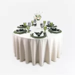 Mantel Redondo Lino Marroquí Crudo 100% Poliéster