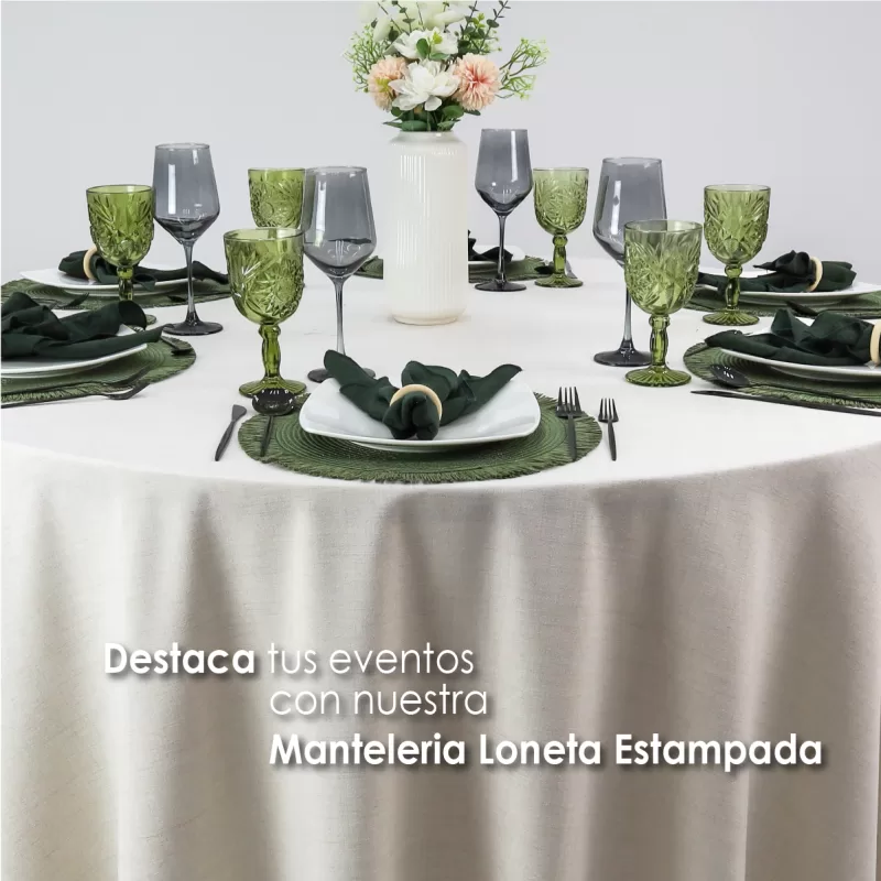 Mantel Redondo Lino Marroquí Crudo 100% Poliéster