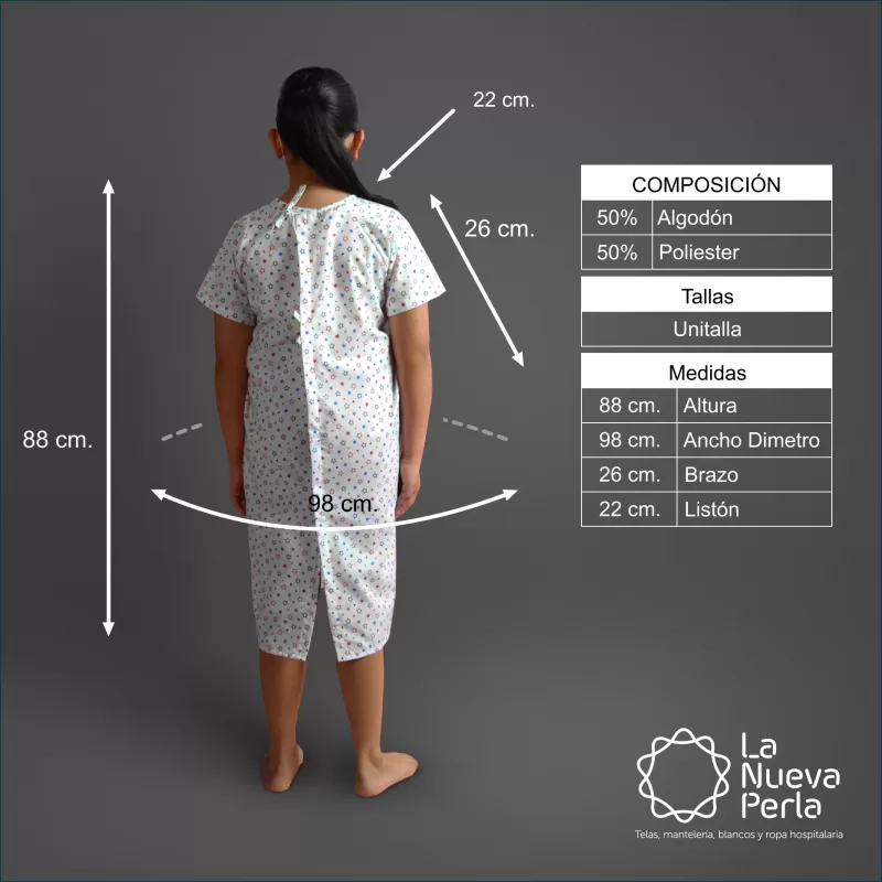 Bata de paciente Infantil talla: 10 - 12