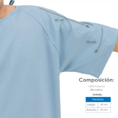 Bata de paciente Peach Skin Azul Cielo (Microfibra): imagen 3