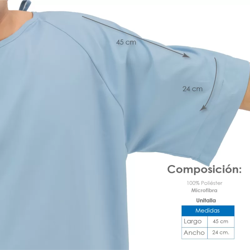 Bata de paciente Peach Skin Azul Cielo (Microfibra)