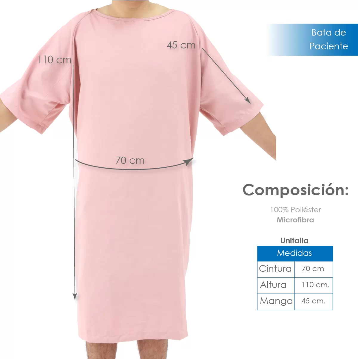 Bata de paciente Peach Skin Rosa (Microfibra): imagen 2