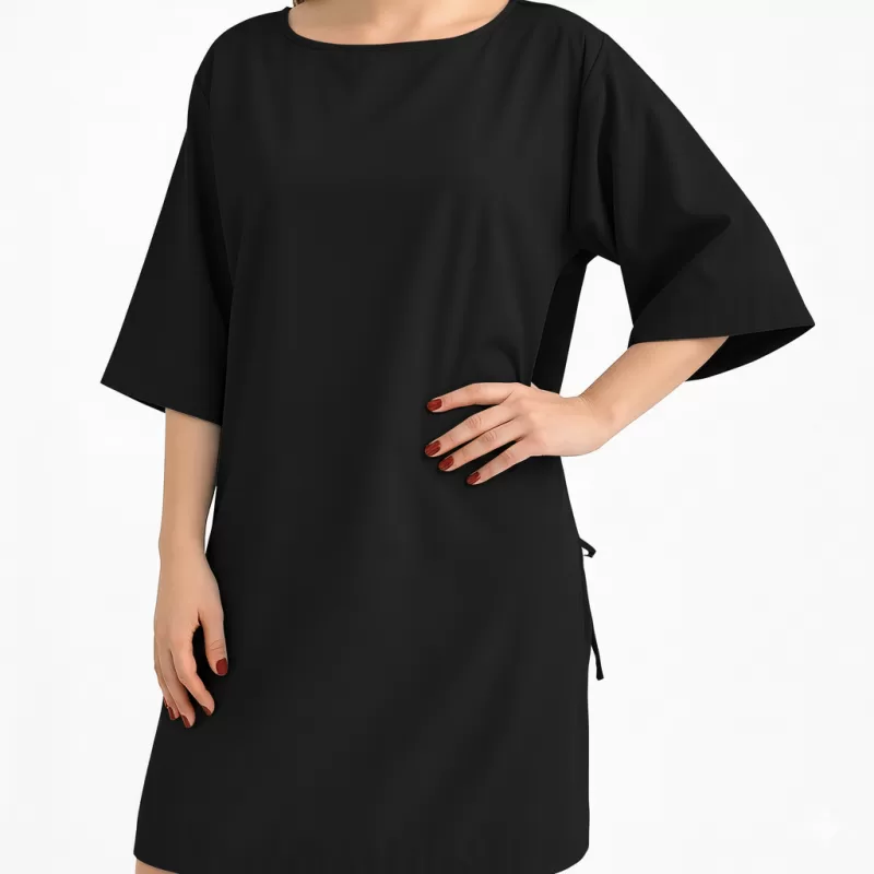 Bata de paciente Peach Skin Negro (Microfibra)