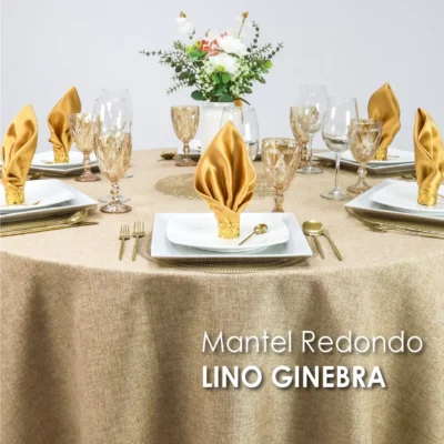 Mantel Redondo Lino Ginebra 2.90 D Oro Hilo Oro: imagen 3