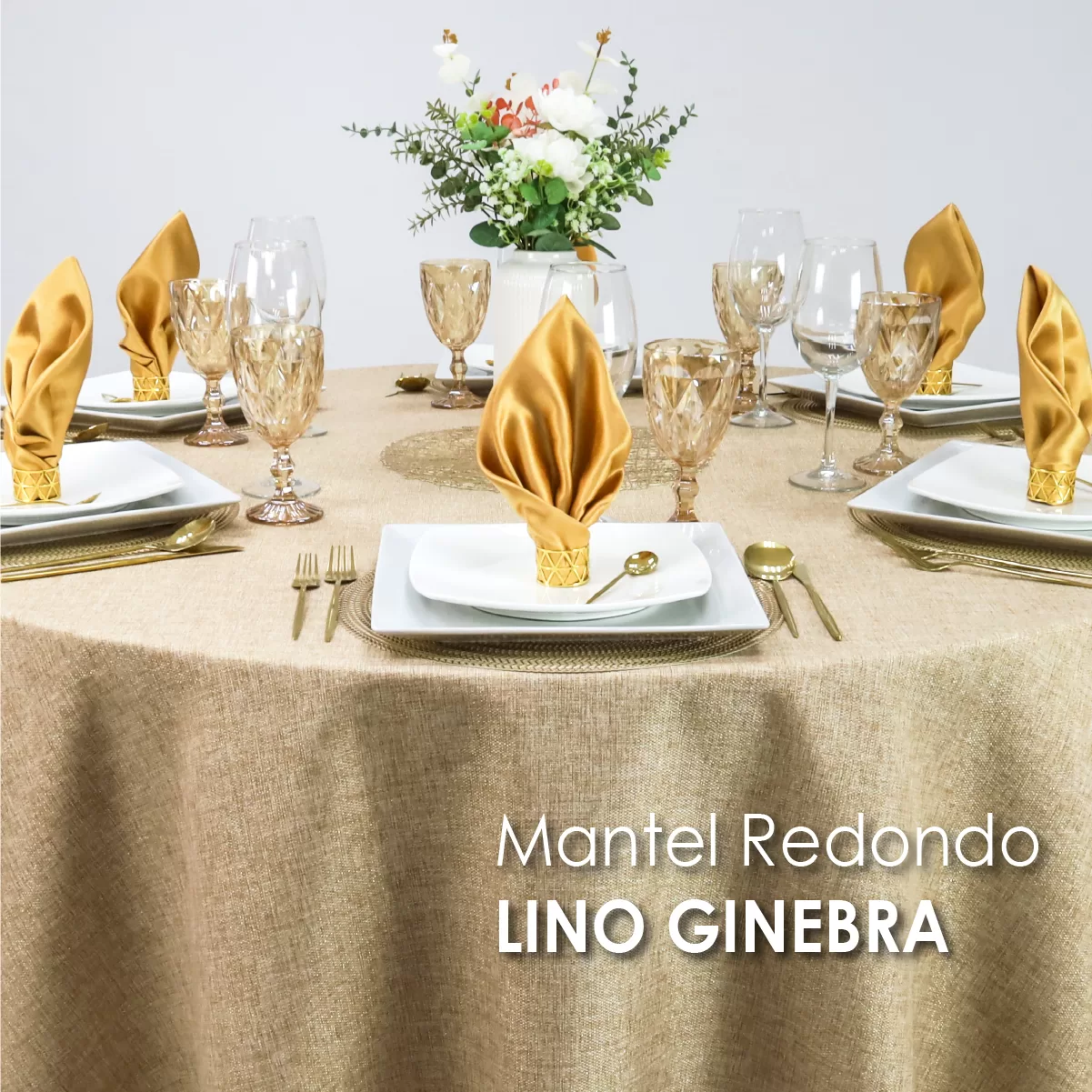 Mantel Redondo Lino Ginebra 2.90 D Oro Hilo Oro: imagen 3