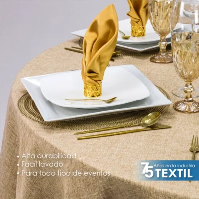 Mantel Redondo Lino Ginebra 2.90 D Oro Hilo Oro: imagen 5