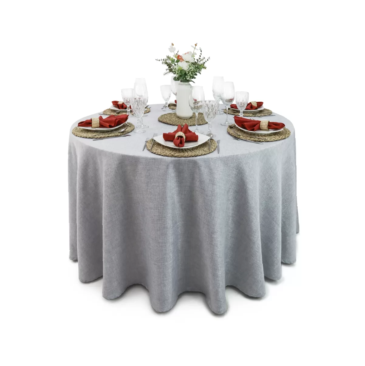Mantel Redondo Lino Ginebra 2.90 D Perla hilo Plata: imagen 1