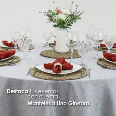 Mantel Redondo Lino Ginebra 2.90 D Perla hilo Plata: imagen 6