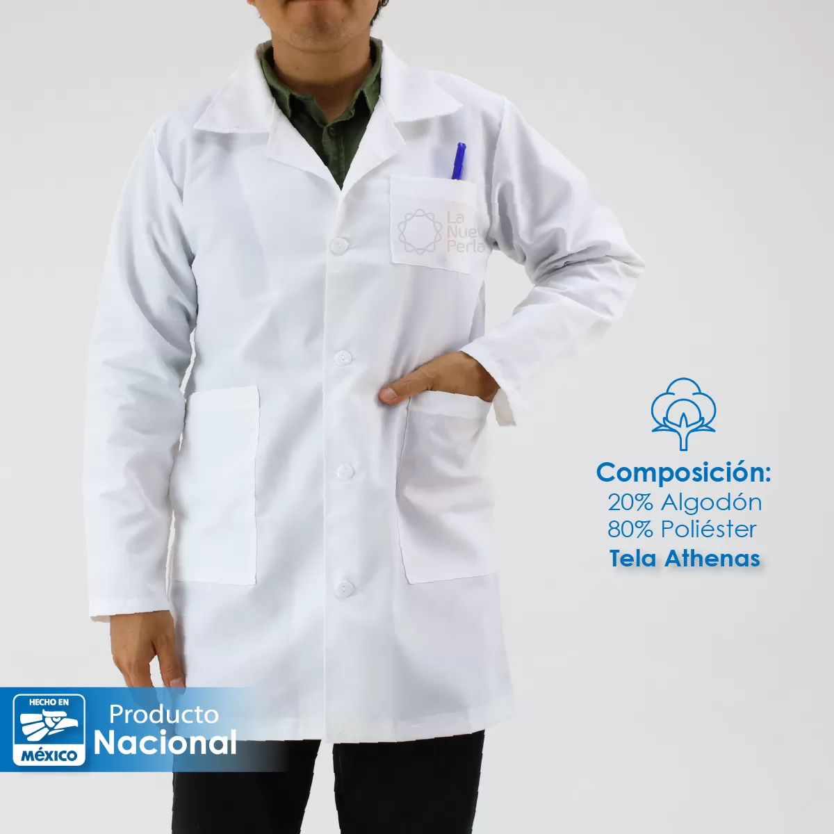 Bata de Laboratorio 80% Poliéster 20% Algodón Talla 32: imagen 6