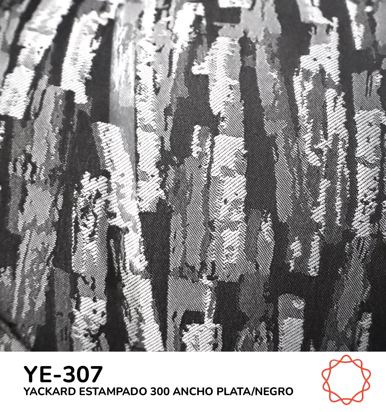 Tela Yackard (Jacquard) 3.00 m Ancho - YE-307 PLATA/NEGRO: imagen 1