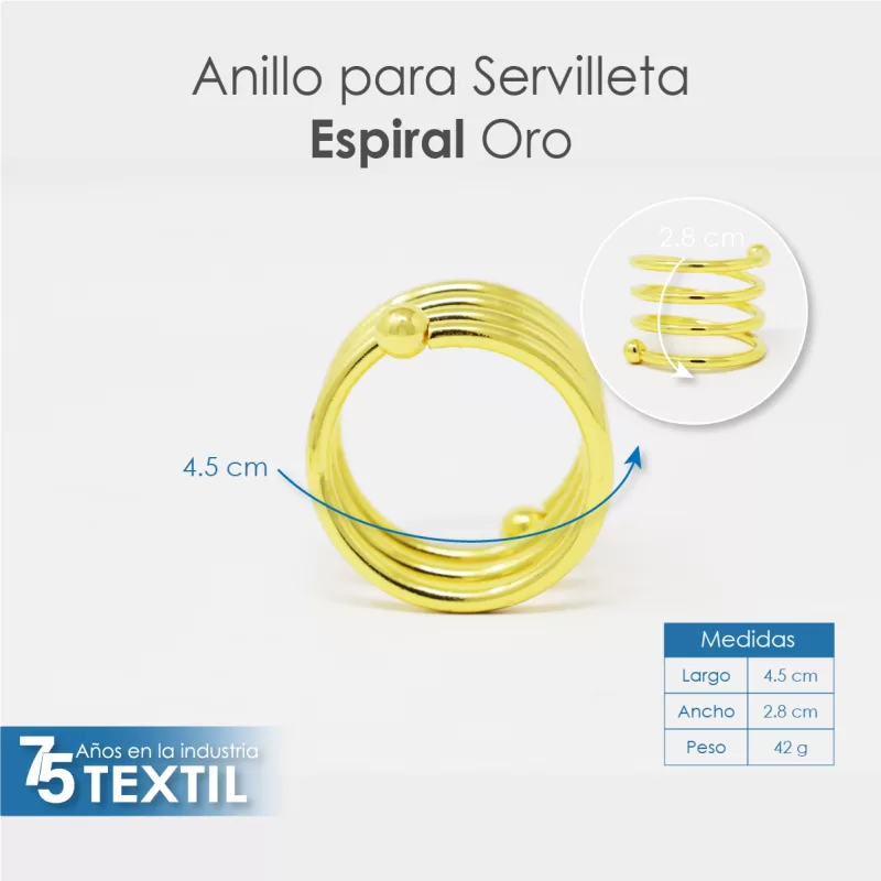 Anillo para Servilleta Espiral Oro