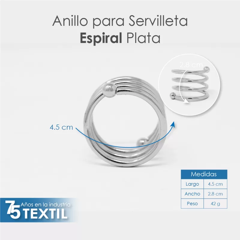 Anillo para Servilleta Espiral Plata
