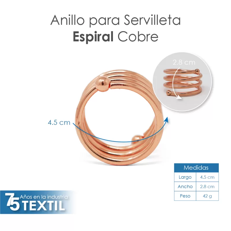 Anillo para Servilleta Espiral Cobre
