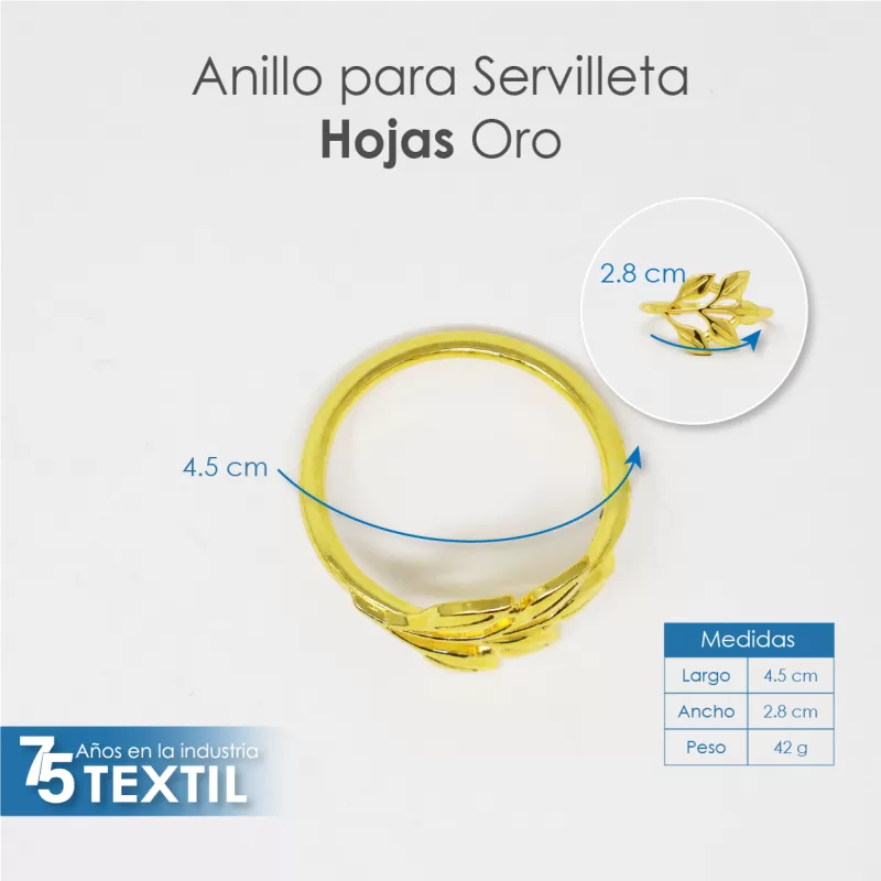Anillo para Servilleta Hojas Oro