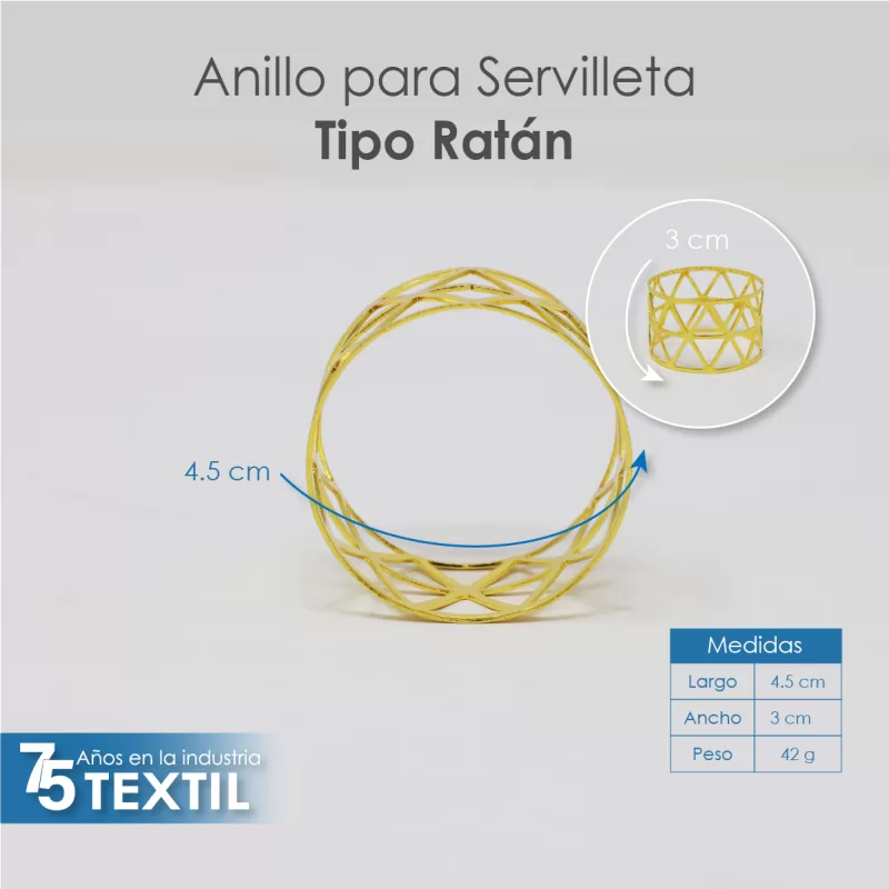 Anillo para Servilleta Triángulos Oro