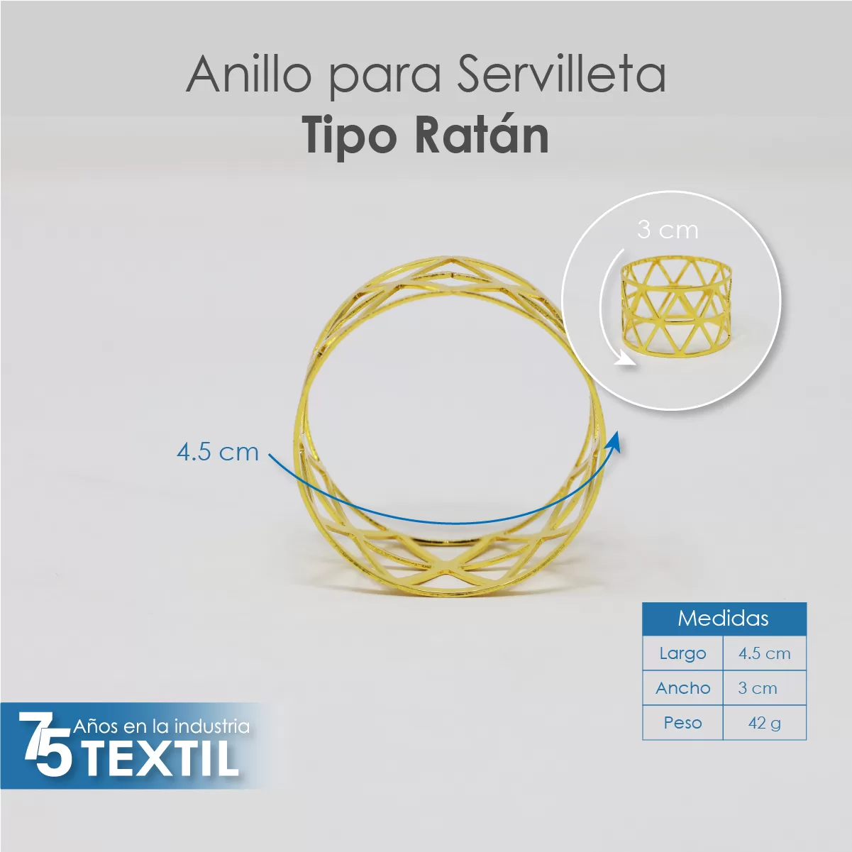 Anillo para Servilleta Triángulos Oro: imagen 2
