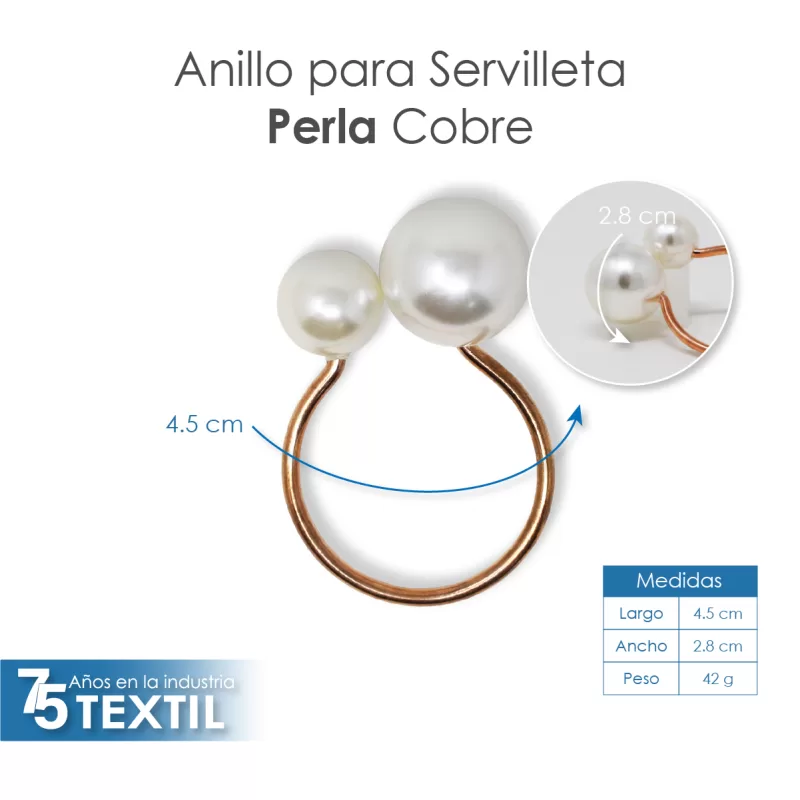Anillo para Servilleta Perlas Cobre