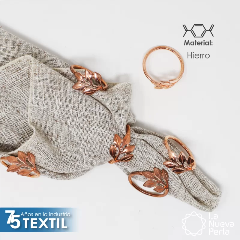 Anillo para Servilleta Hojas Cobre