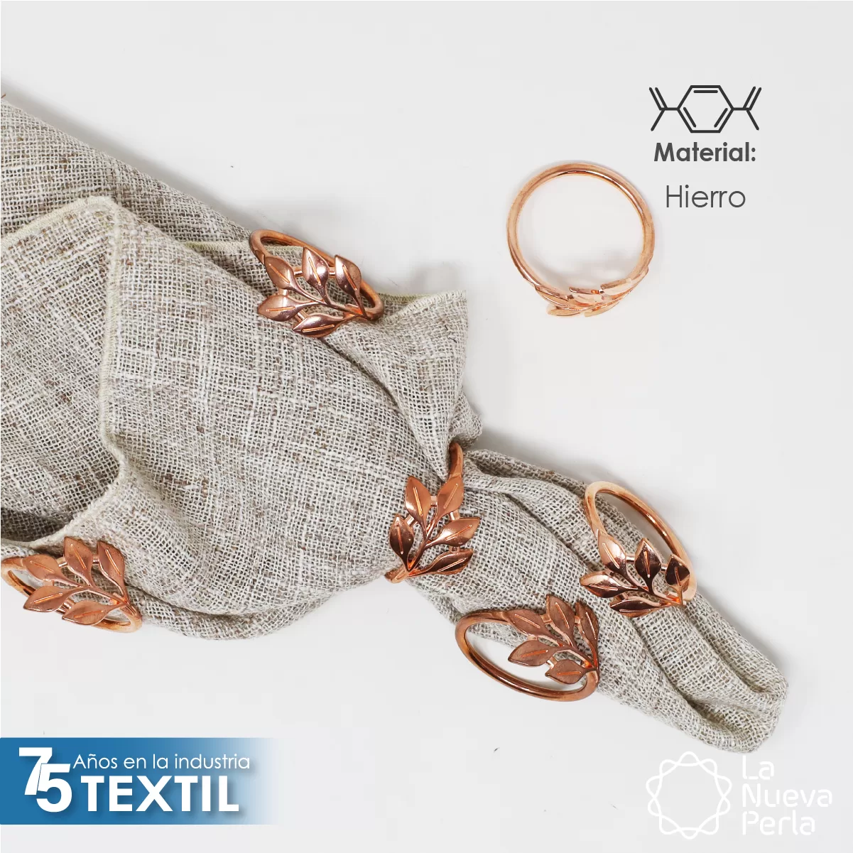Anillo para Servilleta Hojas Cobre: imagen 3