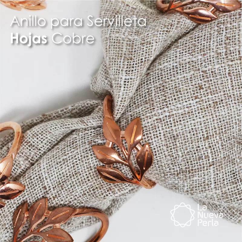 Anillo para Servilleta Hojas Cobre