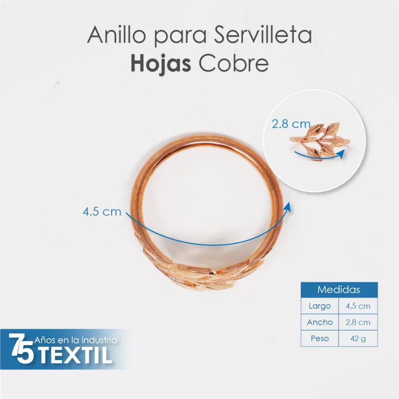 Anillo para Servilleta Hojas Cobre
