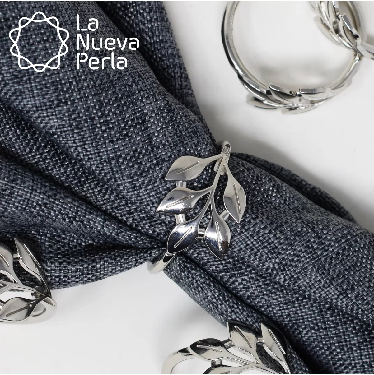 Anillo para Servilleta Hojas Plata: imagen 1