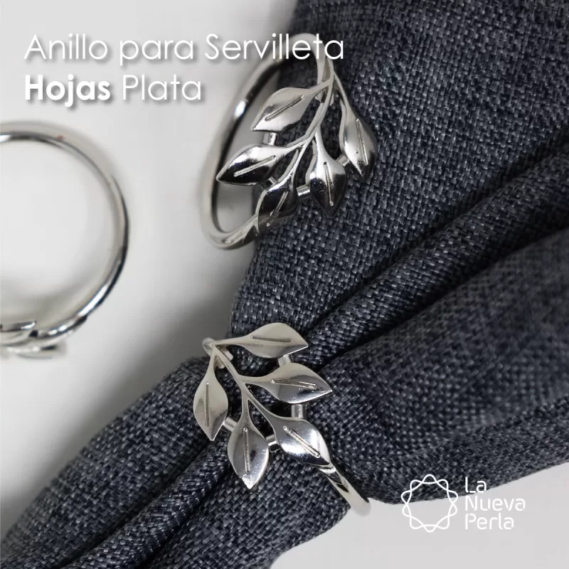 Anillo para Servilleta Hojas Plata