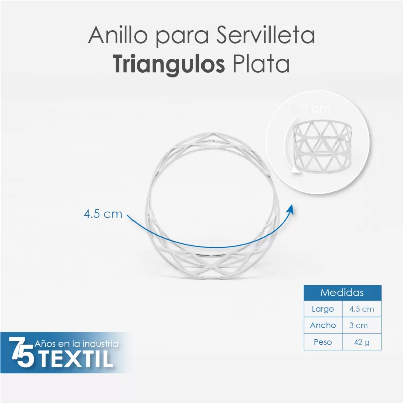 Anillo para Servilleta Triángulos Plata