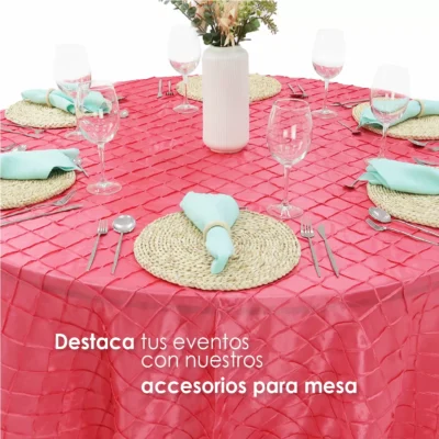 Mantel Redondo Tafeta Bordada 2.90 Diámetro Coral: imagen 6