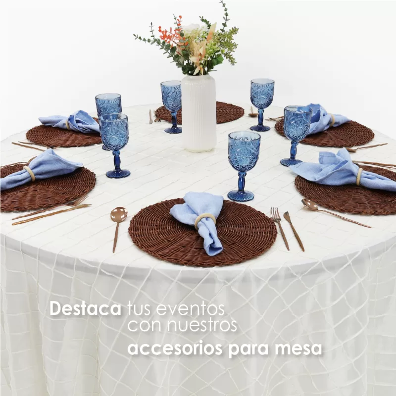 Mantel Redondo Tafeta Bordada 2.90 Diámetro Hueso