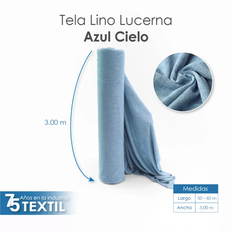 Lino Lucerna 3.00 m 100% Poliéster Azul Cielo