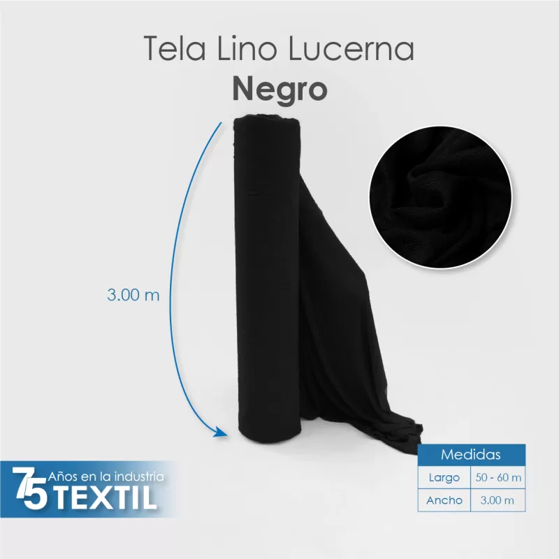 Lino Lucerna 3.00 m 100% Poliéster Negro