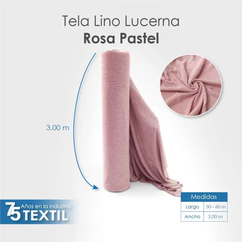 Lino Lucerna 3.00 m 100% Poliéster Rosa Pastel