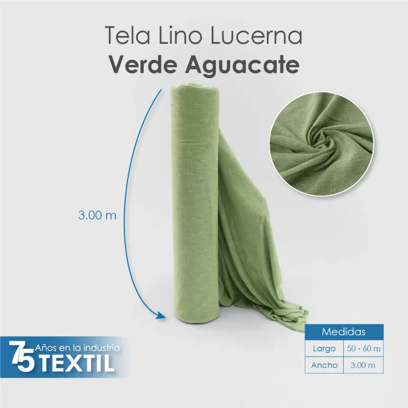 Lino Lucerna 3.00 m 100% Poliéster Verde Aguacate