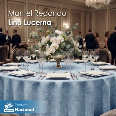 Mantel Redondo Lino Lucerna 100% Poliéster Azul Cielo: imagen 6
