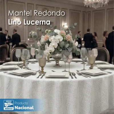 Mantel Redondo Lino Lucerna 100% Poliéster Blanco: imagen 6
